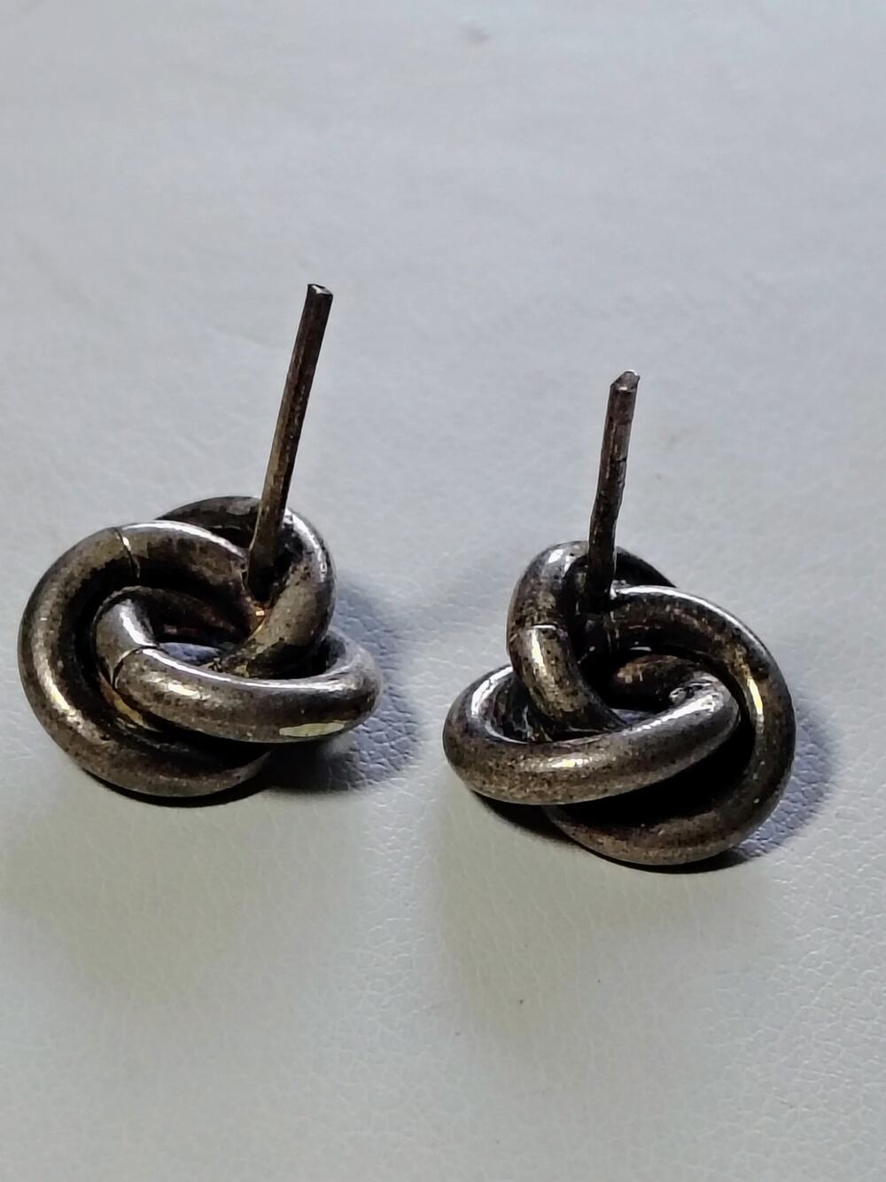 Vintage Sterling Silver Love Knot Stud Earrings